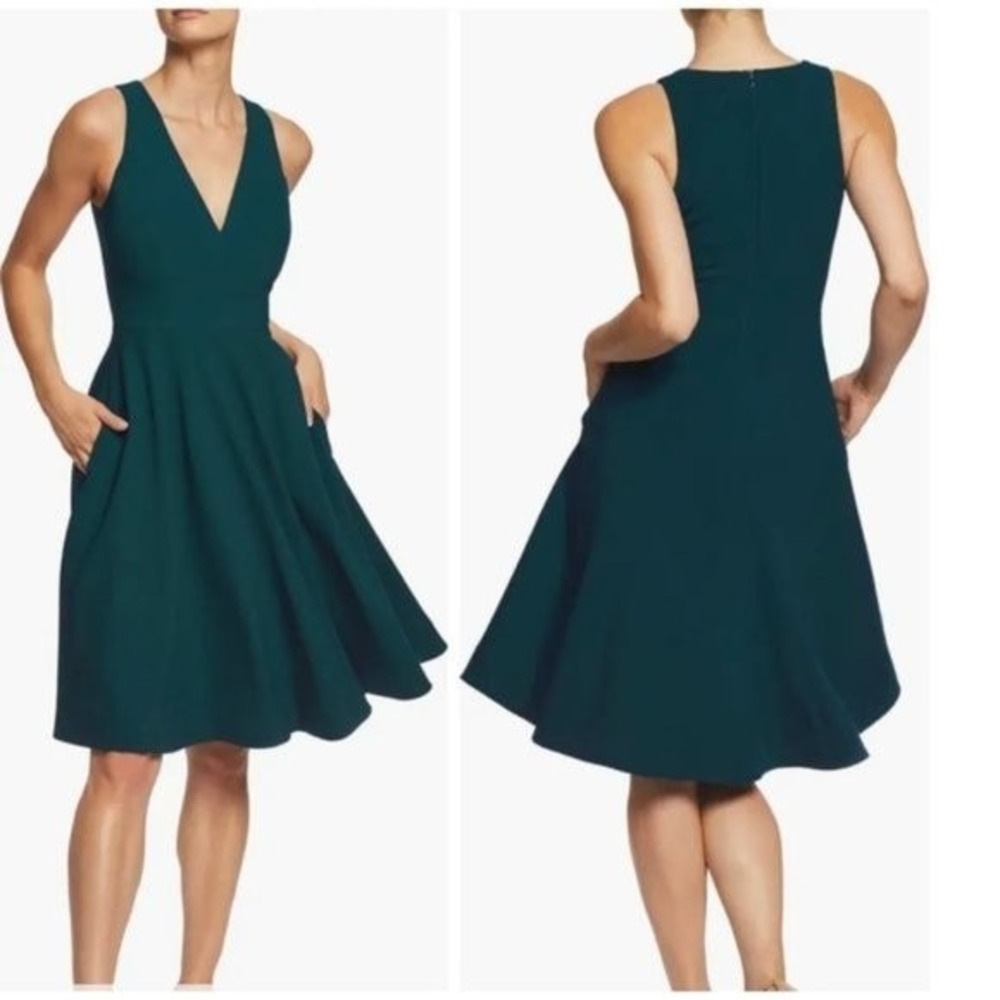 Dress The Population Catalina Fit & Flare Midi Dress Peacock Blue Size Large New